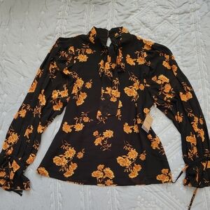 NEW Black floral blouse